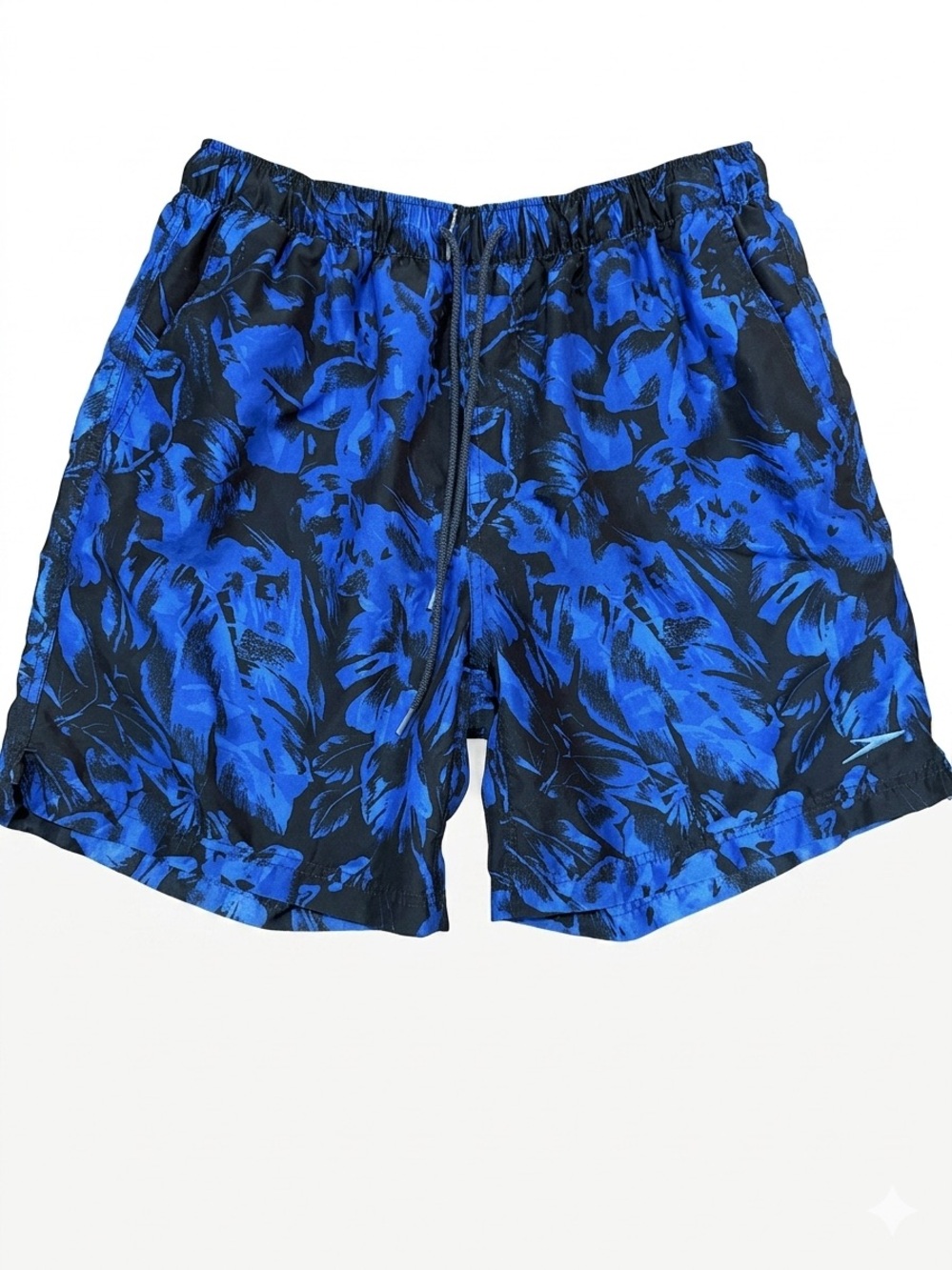 Speedo Men's Swim Trunks Blue Black Floral Tropical Board Shorts Size L